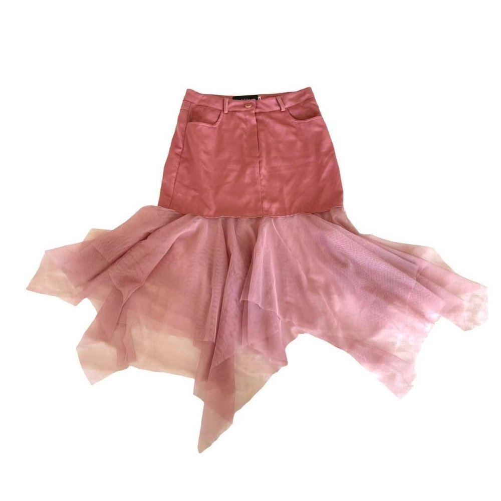 Unique fairycore skirt with asymmetric tulle details